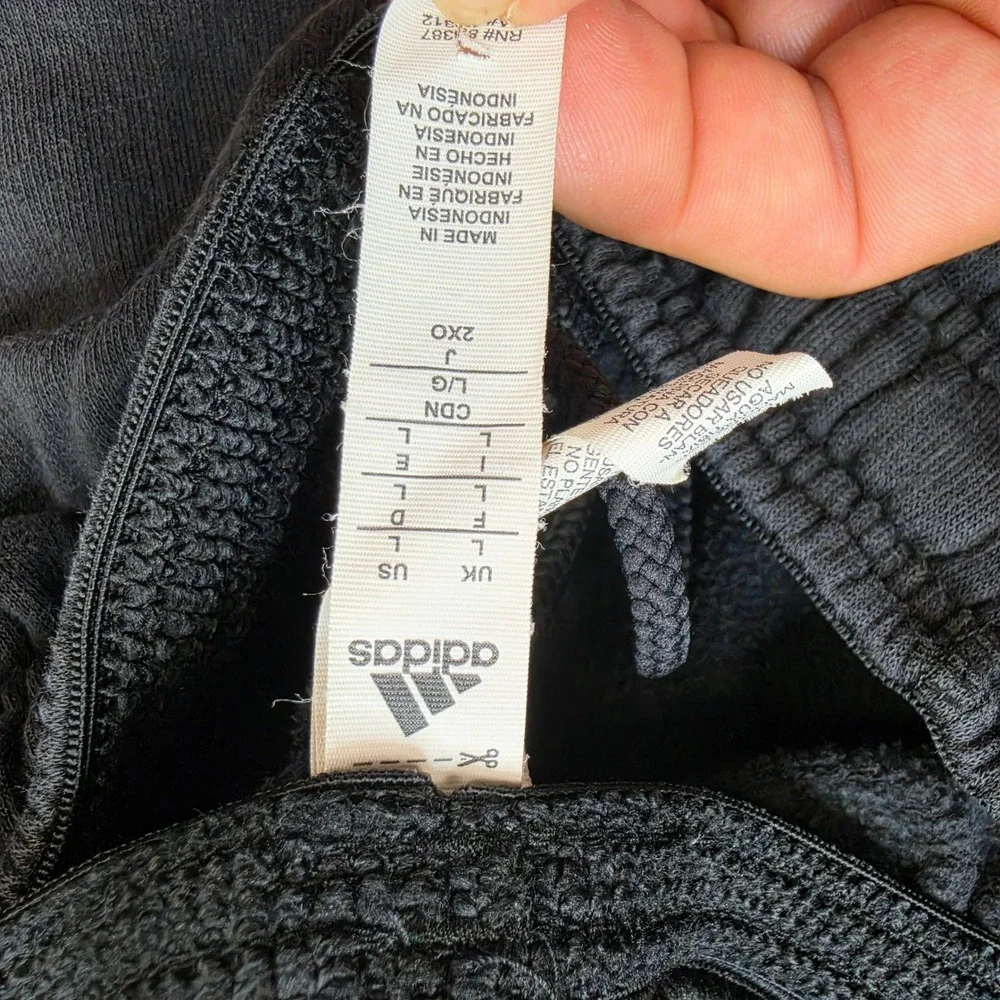 Adidas Joggers Mens Large Black Cotton Blend Fleece Sweatpants Athleisure Adult